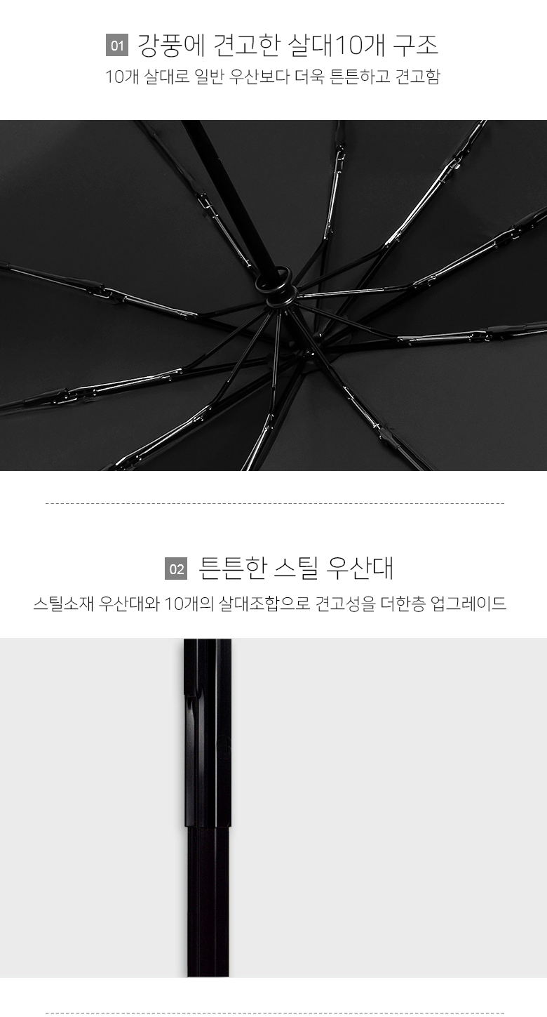 듀홈 프리미엄 우드 손잡이 3단자동우산 이로나 상세 이미지