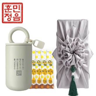 훈민정음 핸들 이중 진공 텀블러 + 허니스틱 꿀스틱 노리개 보자기포장 훈민정음 핸들 이중 진공 텀블러 + 허니스틱 꿀스틱 노리개 보자기포장
