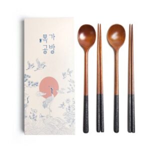 목가공방 국내 옻칠  참숯 달수저 2인 선물세트