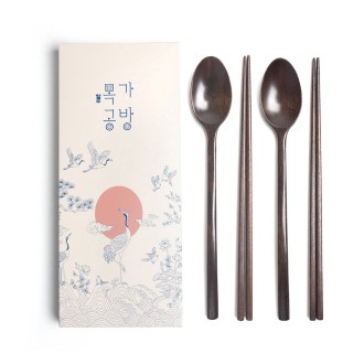목가공방 국내 옻칠 흑당 소담 수저 2인 선물세트 목가공방 국내 옻칠 흑당 소담 수저 2인 선물세트
