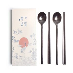 목가공방 국내 옻칠  흑당 달 수저 2인 선물세트