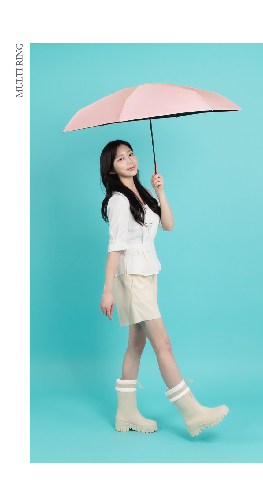듀홈 멀티고리 5단 초경량 미니 우양산 암막 3단 양우산 선물세트 답례품+송월타올 뱀부무지40 이로나 상세 이미지