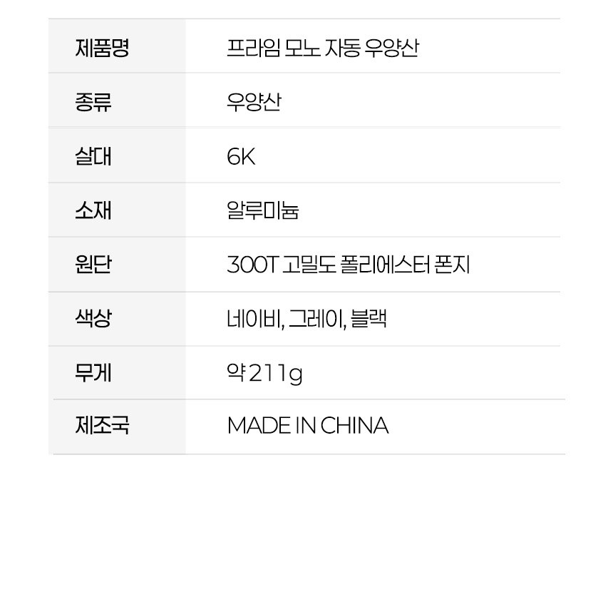 듀홈 초경량 암막 3단 우양산 커플 미니 양우산 선물세트 프라임모노+하트브리즈 이로나 상세 이미지