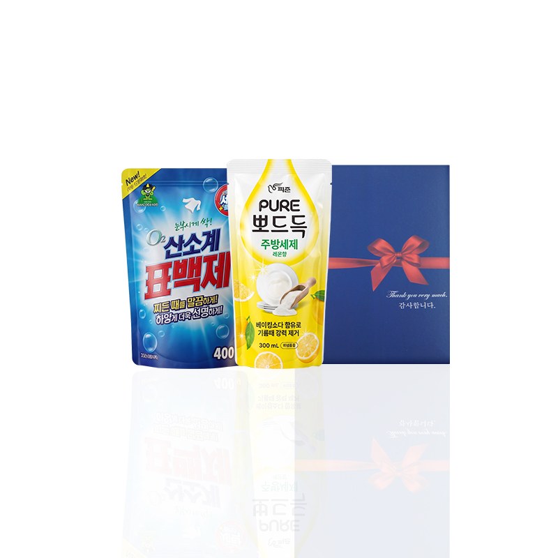 알뜰하게담은 세제세트10호(오투산소계표백제리필1P+퓨어뽀드득리필1P) 상세 이미지