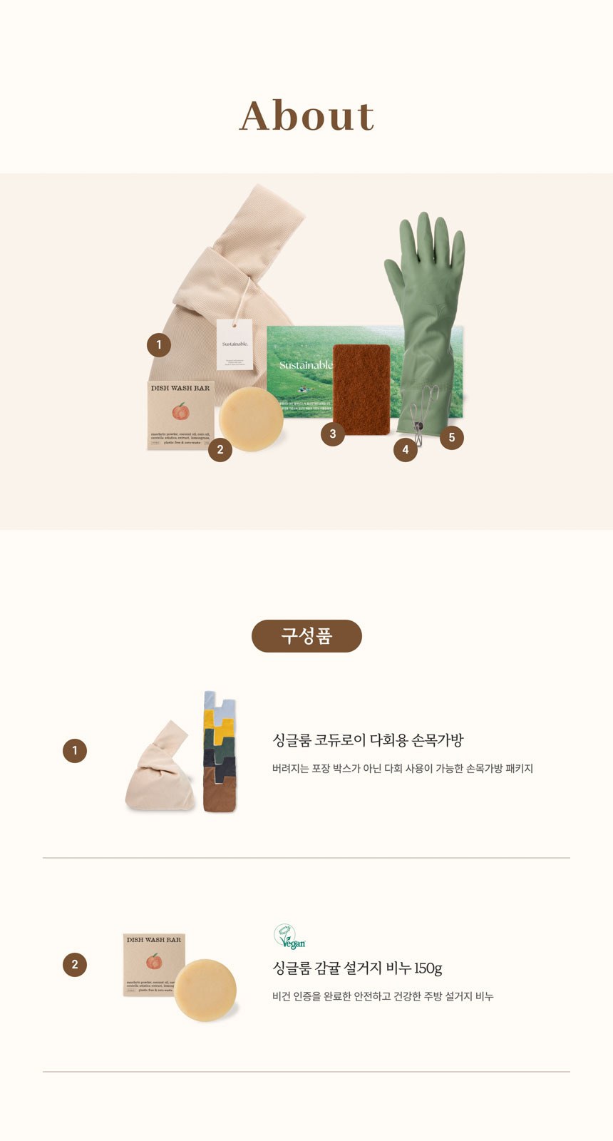 싱글룸 제로웨이스트 주방4종 선물세트 (가온) 상세 이미지
