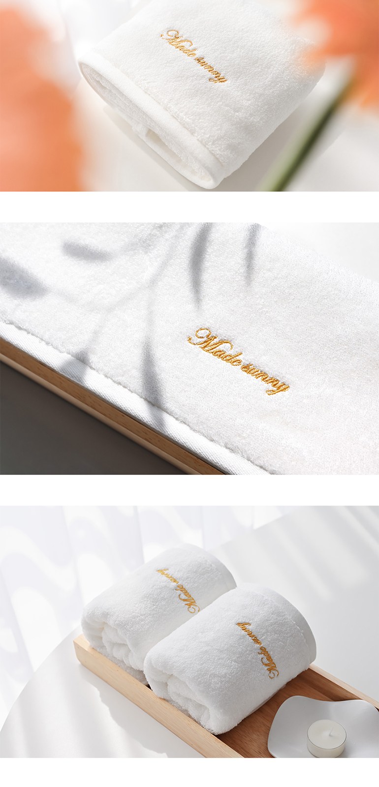 [메이드써니] 호텔 세면타올 모달 40수 170g + 핸드워시 250ml 상세 이미지