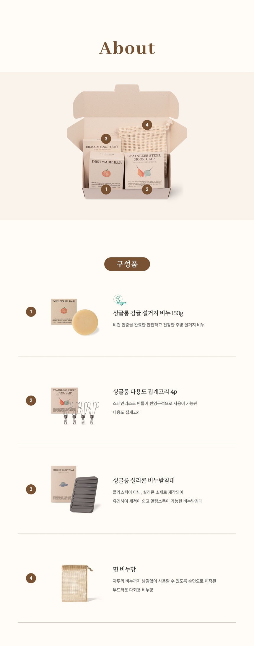 싱글룸 주방2종 생활2종 친환경 선물세트 (늘봄) 상세 이미지