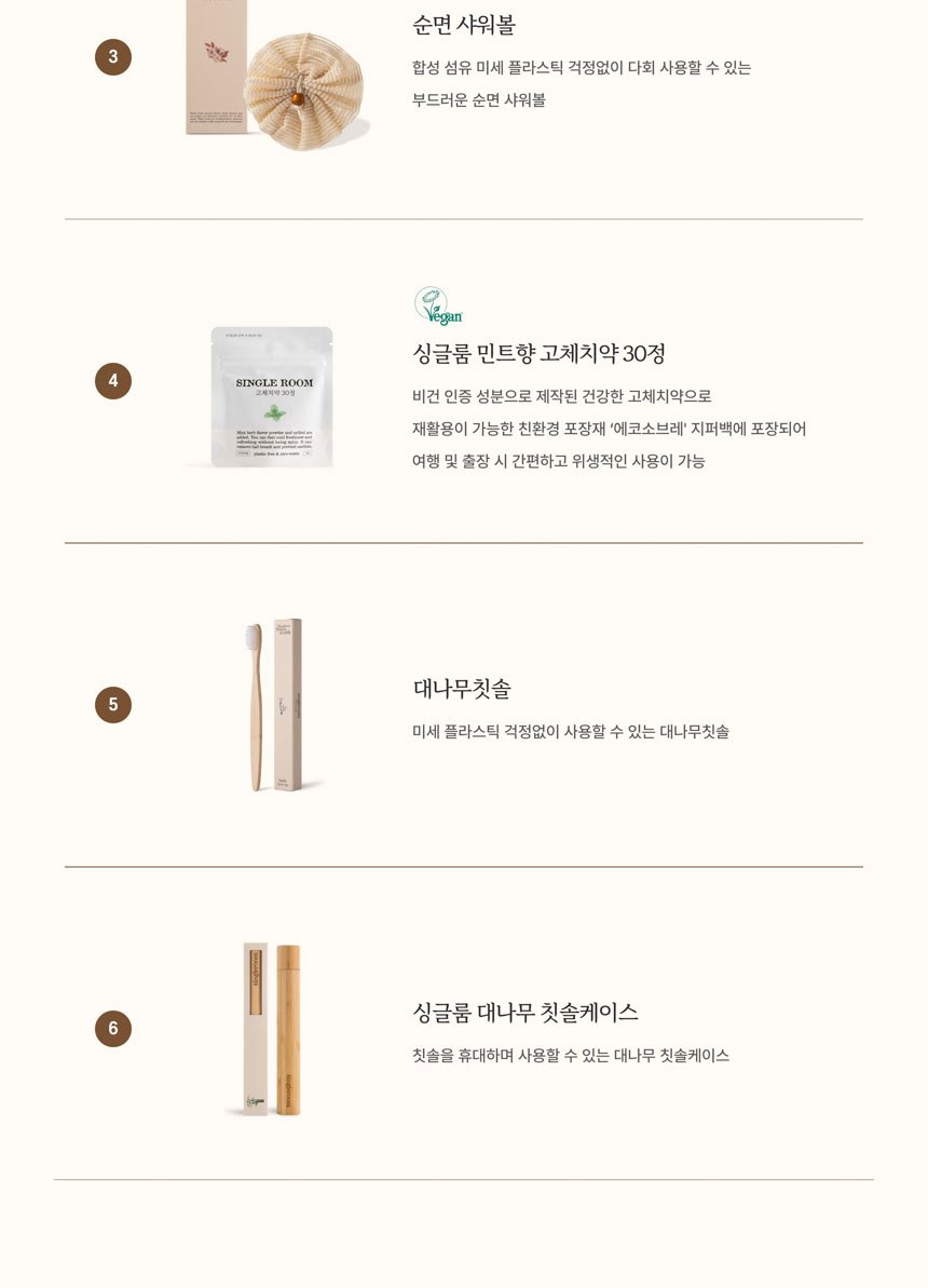 싱글룸 욕실6종 친환경 고급 선물세트 (이든) 상세 이미지